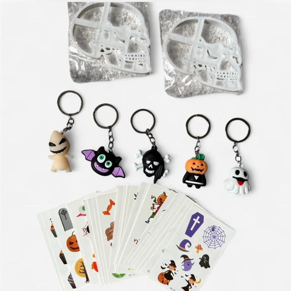 Halloween Keychains, cookie cutter’s and tattoo set -Halloween party favors